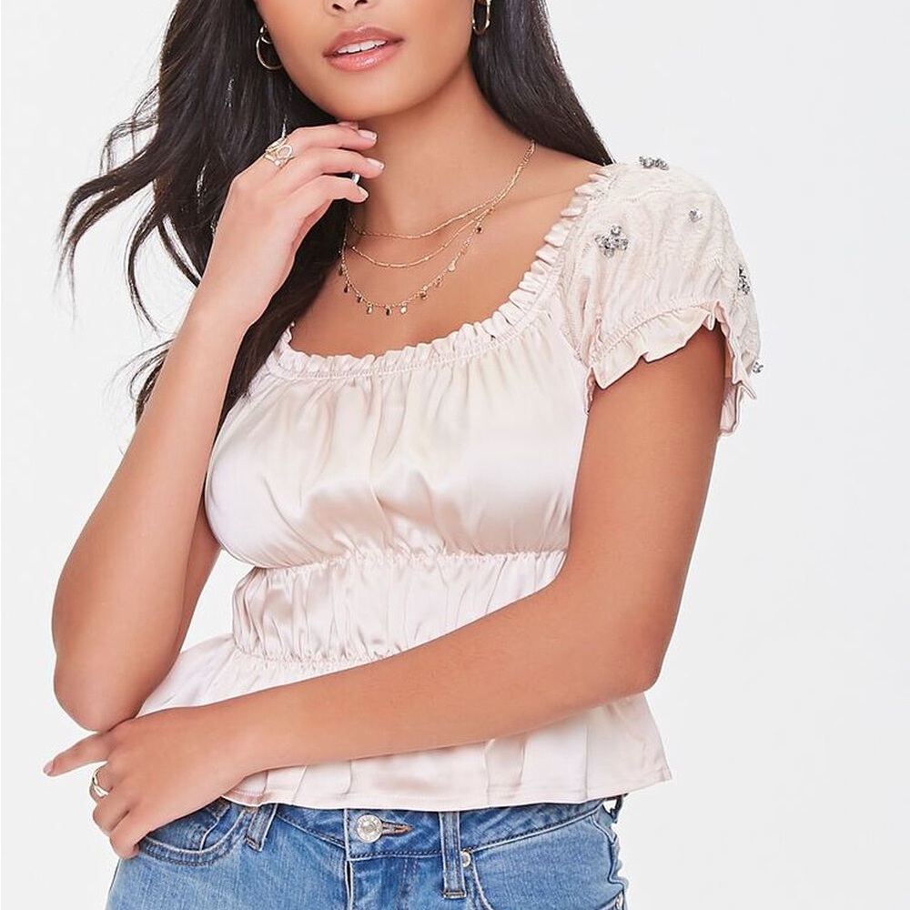 Forever gem satin crop top